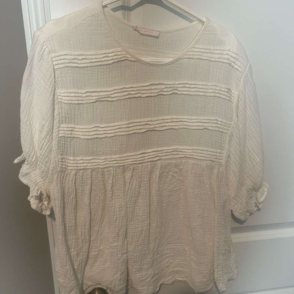 Ces Femme Cream Textured Peasant Blouse